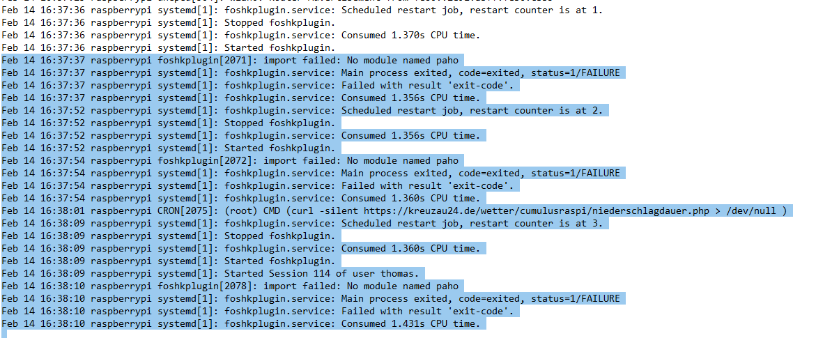 Log nach dem restart